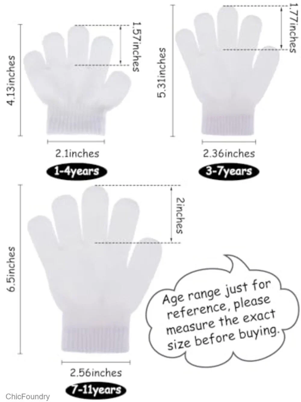3 Pairs Toddler Winter Knitted Full Finger Mittens for Boys Girls